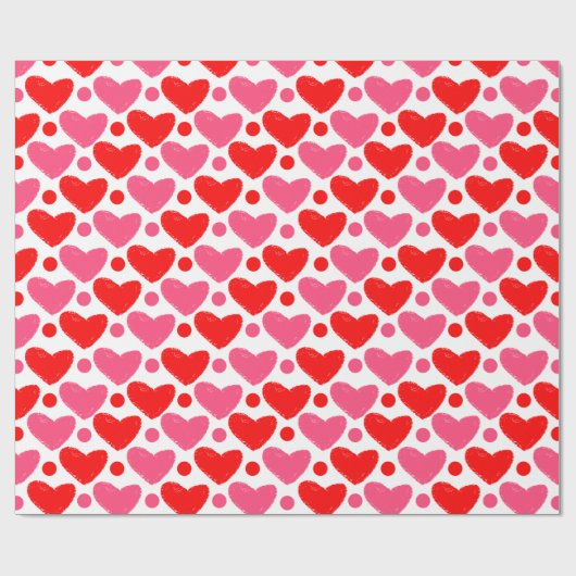 Modern rotes und rosa Herz-Muster-Papier Geschenkpapier (Flach)