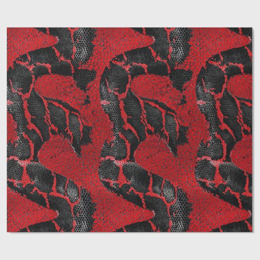 Modern rotes und schwarzes Python-Hautmuster-Gesch Geschenkpapier (Flach)