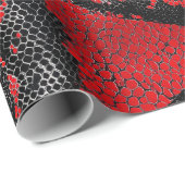 Modern rotes und schwarzes Python-Hautmuster-Gesch Geschenkpapier (Rolleneckpunkt)
