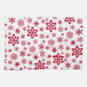 Modern rotes und weißes Schneeflockenmuster Geschirrtuch (Horizontal)