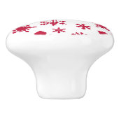 Modern rotes und weißes Schneeflockenmuster Keramikknauf (Seitenansicht)