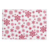 Modern rotes und weißes Schneeflockenmuster Kissenbezug (Rückseite-Links)