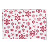 Modern rotes und weißes Schneeflockenmuster Kissenbezug (Vorderseite-Links)