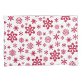 Modern rotes und weißes Schneeflockenmuster Kissenbezug (Vorderseite-Rechts)