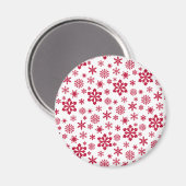 Modern rotes und weißes Schneeflockenmuster Magnet (Vorderseite/Rückseite)