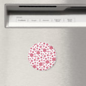 Modern rotes und weißes Schneeflockenmuster Magnet (In Situ (Geschirrspüler))