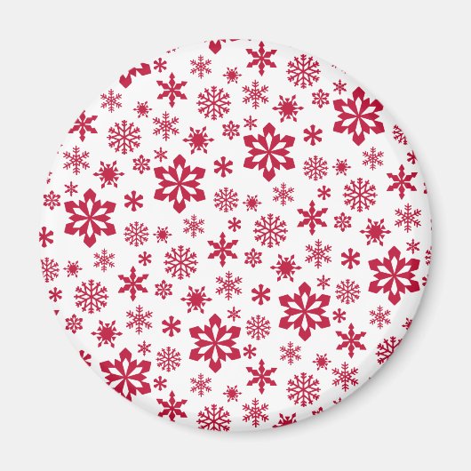 Modern rotes und weißes Schneeflockenmuster Magnet (Vorne)