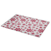 Modern rotes und weißes Schneeflockenmuster Schneidebrett (Ecke)