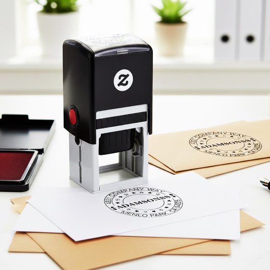 Modern Round Typography Return Address Business Permastempel