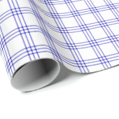 Modern Royal Blue Kariert Wrapping Paper Geschenkpapier (Rolleneckpunkt)