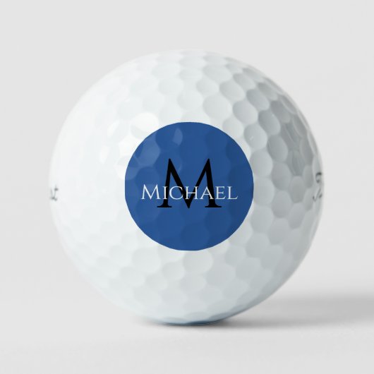 Modern Royal Blue Monogram Custom  Golfball (Vorderseite)
