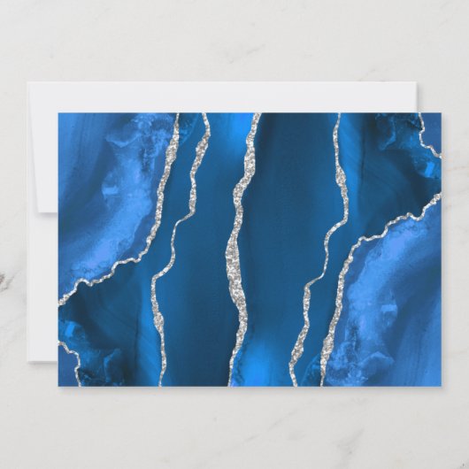 Modern Royal Blue Silver Agate Save the Date Card Einladung (Rückseite)