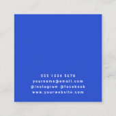 Modern Royal Blue Trendy Minimalist Quadratische Visitenkarte (Rückseite)