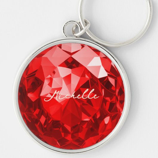 Modern Ruby Gemstone Premium Juli Geburtsstunde Schlüsselanhänger (Vorne)