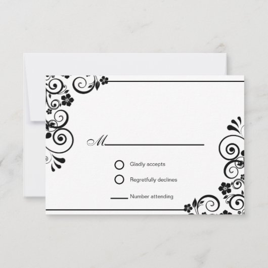 Modern Ruby Red Silver Grey Floral Wedding RSVP Karte (Rückseite)