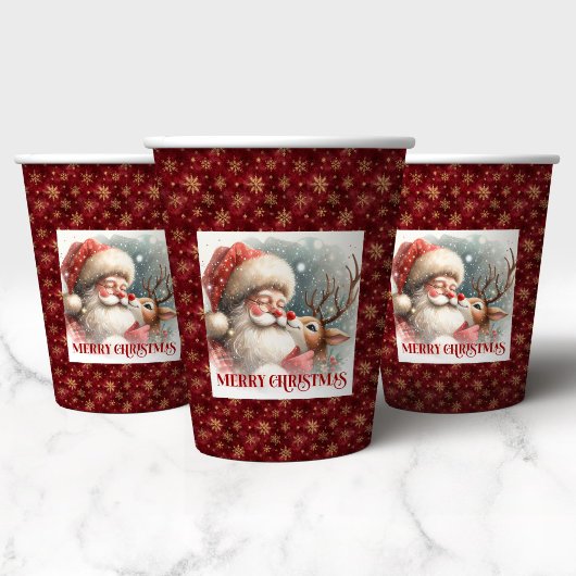 Modern Rudolph Santa Cute Christmas Party Cup Art Pappbecher