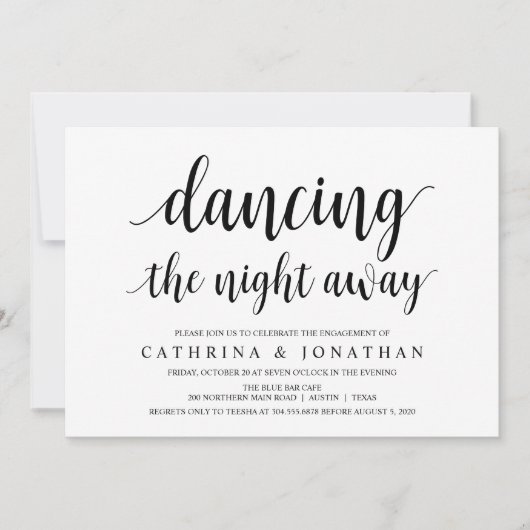 Modern Rustic, Black script, Engagement Party Einladung (Vorderseite)