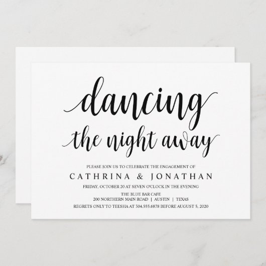 Modern Rustic, Black script, Engagement Party Einladung (Vorne/Hinten)
