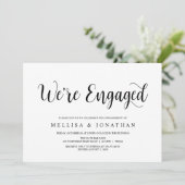 Modern Rustic, Black script, Engagement Party Einladung (Stehend Vorderseite)