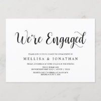 Modern Rustic, Black script, Engagement Party