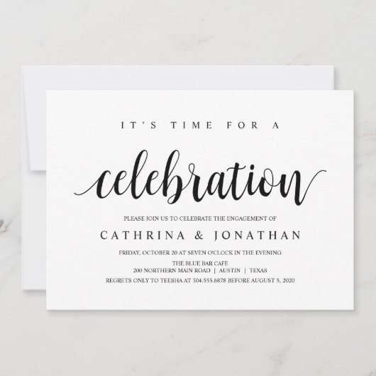 Modern Rustic, Black script, Engagement Party Einladung (Vorderseite)