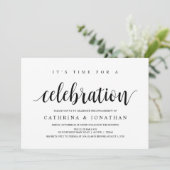 Modern Rustic, Black script, Engagement Party Einladung (Stehend Vorderseite)