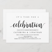 Modern Rustic, Black script, Engagement Party Einladung (Vorne/Hinten)