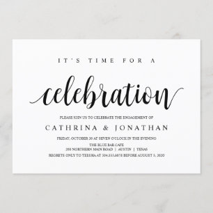 Modern Rustic, Black script, Engagement Party Einladung