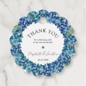 Modern Rustic Blue Hydrangeas Floral Wedding Geschenkanhänger (Rückseite)