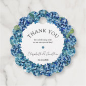 Modern Rustic Blue Hydrangeas Floral Wedding Geschenkanhänger (Vorderseite)