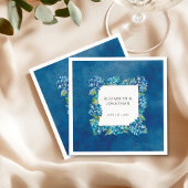 Modern Rustic Blue Hydrangeas Floral Wedding Serviette
