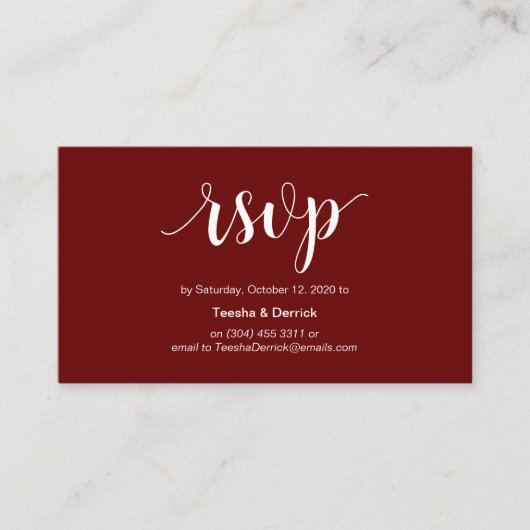 Modern Rustic, Burgund Script, Online-UAWG Begleitkarte (Vorderseite)