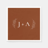 Modern Rustic Chic Botanical Monogram Wedding Serviette (Vorderseite)