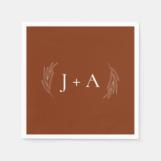 Modern Rustic Chic Botanical Monogram Wedding Serviette (Vorderseite)