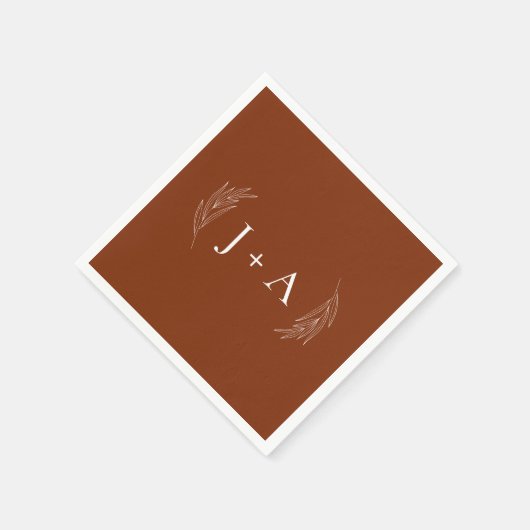Modern Rustic Chic Botanical Monogram Wedding Serviette (Ecke)