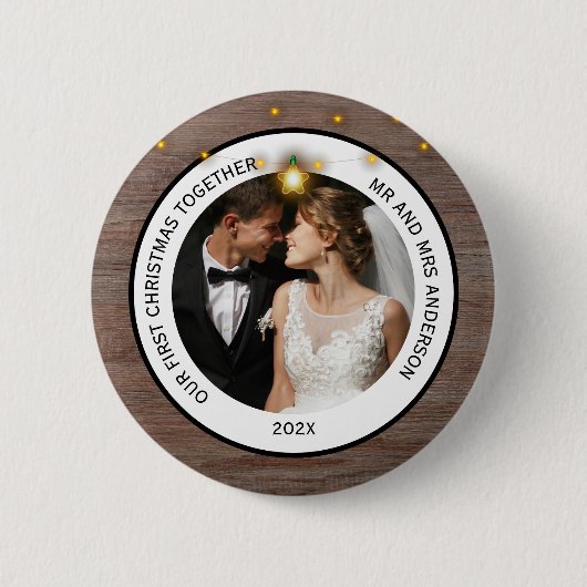 Modern Rustic Couples First Christmas Together Button (Vorderseite)