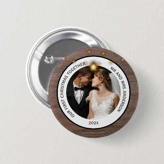 Modern Rustic Couples First Christmas Together Button (Vorne & Hinten)