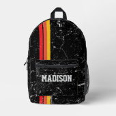 Modern Rustic Custom Name | Red Orange Yellow Line Bedruckter Rucksack (Vorderseite)