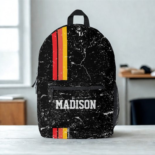 Modern Rustic Custom Name | Red Orange Yellow Line Bedruckter Rucksack