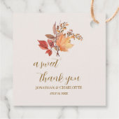 Modern Rustic Fall Boho Flower Wedding Geschenkanhänger (Rückseite)