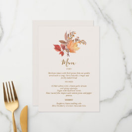 Modern Rustic Fall Boho Flower Wedding Menükarte