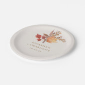 Modern Rustic Fall Boho Flower Wedding  Pappteller (Schrägansicht)