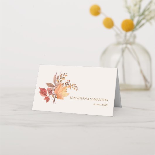 Modern Rustic Fall Boho Flower Wedding Platzkarte (Vorderseite)
