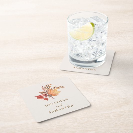 Modern Rustic Fall Boho Flower Wedding  Rechteckiger Pappuntersetzer (Vor Ort)