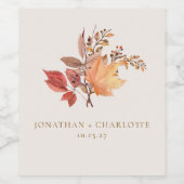 Modern Rustic Fall Boho Flower Wedding  Weinetikett (Einzelnes Label)