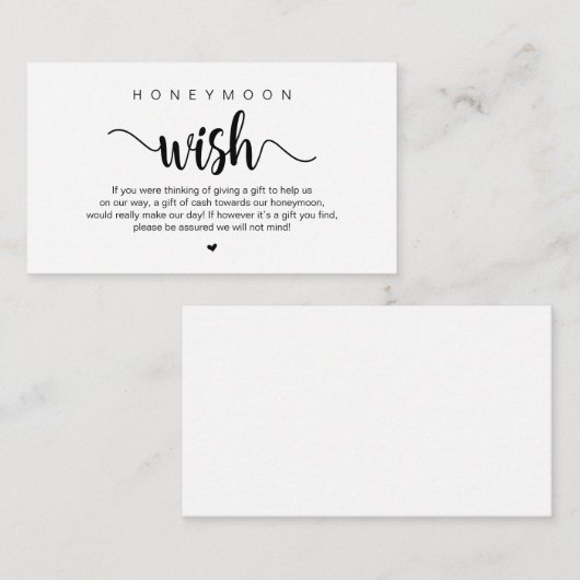 Modern Rustic Farm themed, Honeymoon Wish Begleitkarte (Vorne/Hinten)