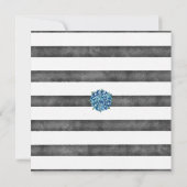 Modern Rustic Gray Blue Hydrangeas Striped Wedding Einladung (Rückseite)