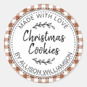 Modern Rustic Homemade Christmas Cookie TerraCotta Runder Aufkleber (Vorderseite)