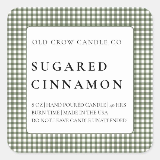 Modern Rustic Homespun Minimalist Candle Quadratischer Aufkleber (Vorderseite)