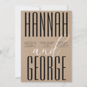 Modern Rustic Kraft Black & White QR Code Wedding Einladung (Vorderseite)